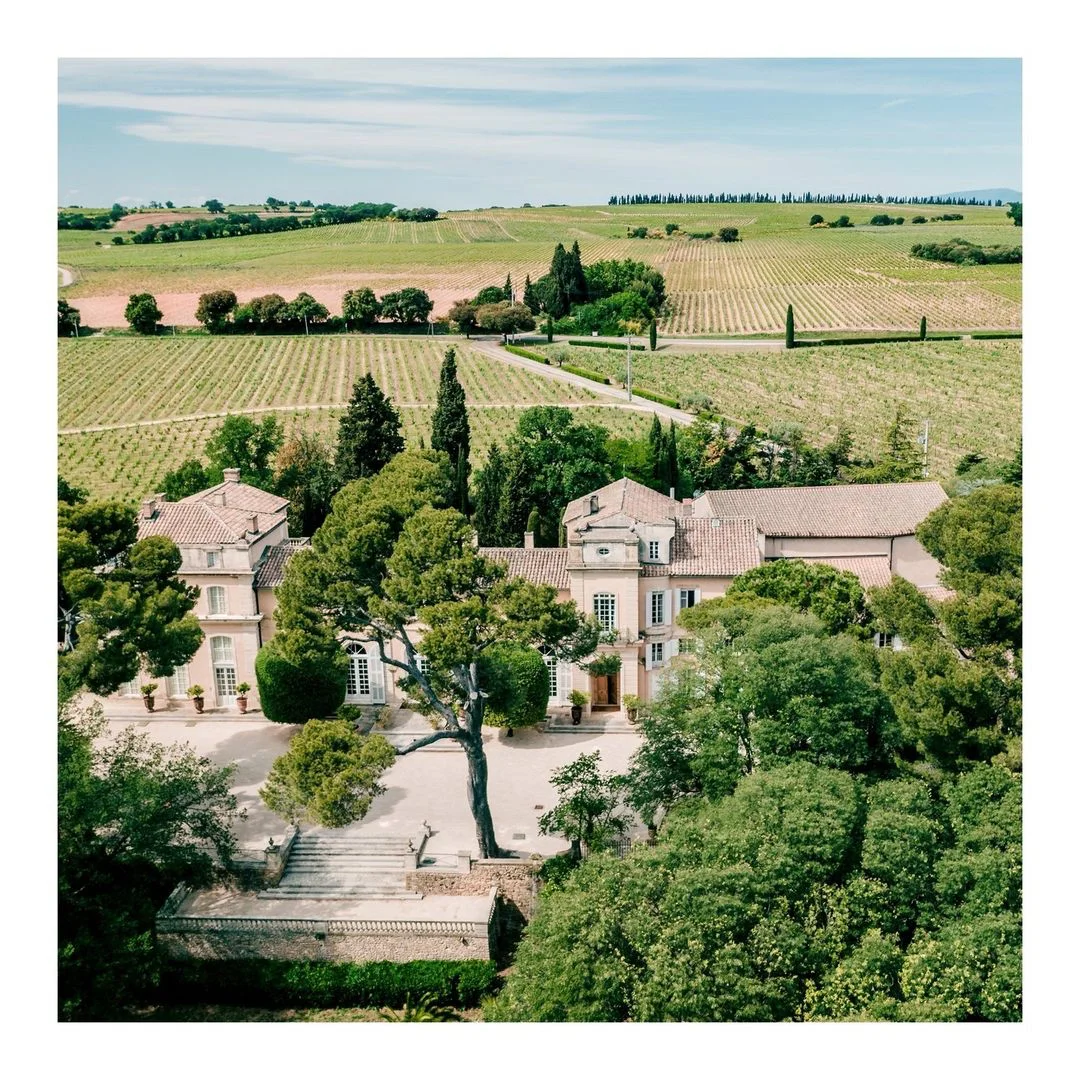 Château La Nerthe Luftaufnahme der Weinberge