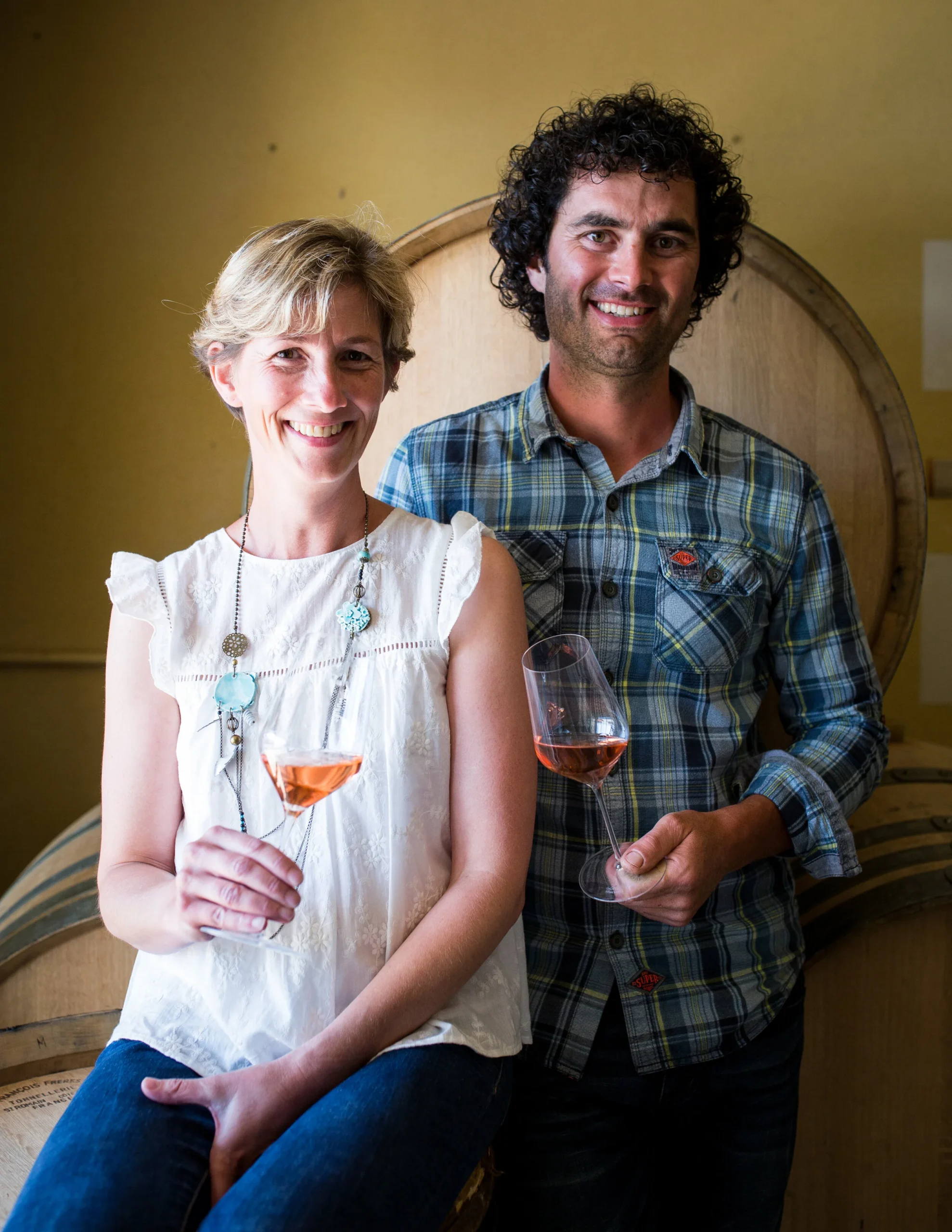 Stéphane et Bénédicte Riffault dans le vignoble